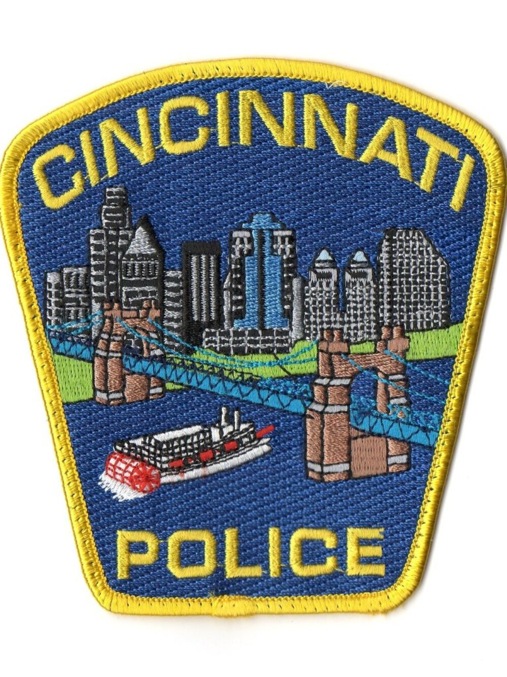 Cincinnati Ohio Police Department Patch Roebling Bridge Riverboat Embroidered